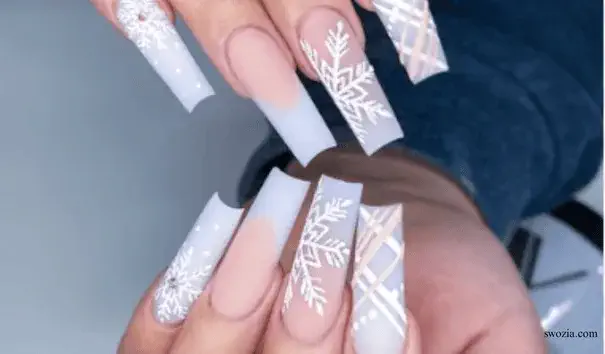 Classic White Snowflake Winter Nails