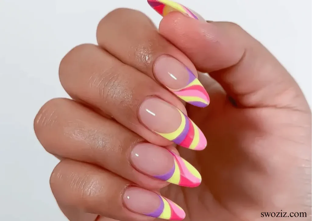 Colored Tip French Nails