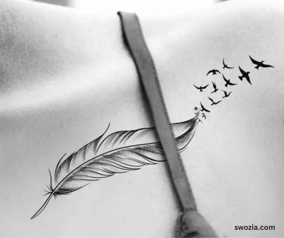 Feather Tattoo with Birds