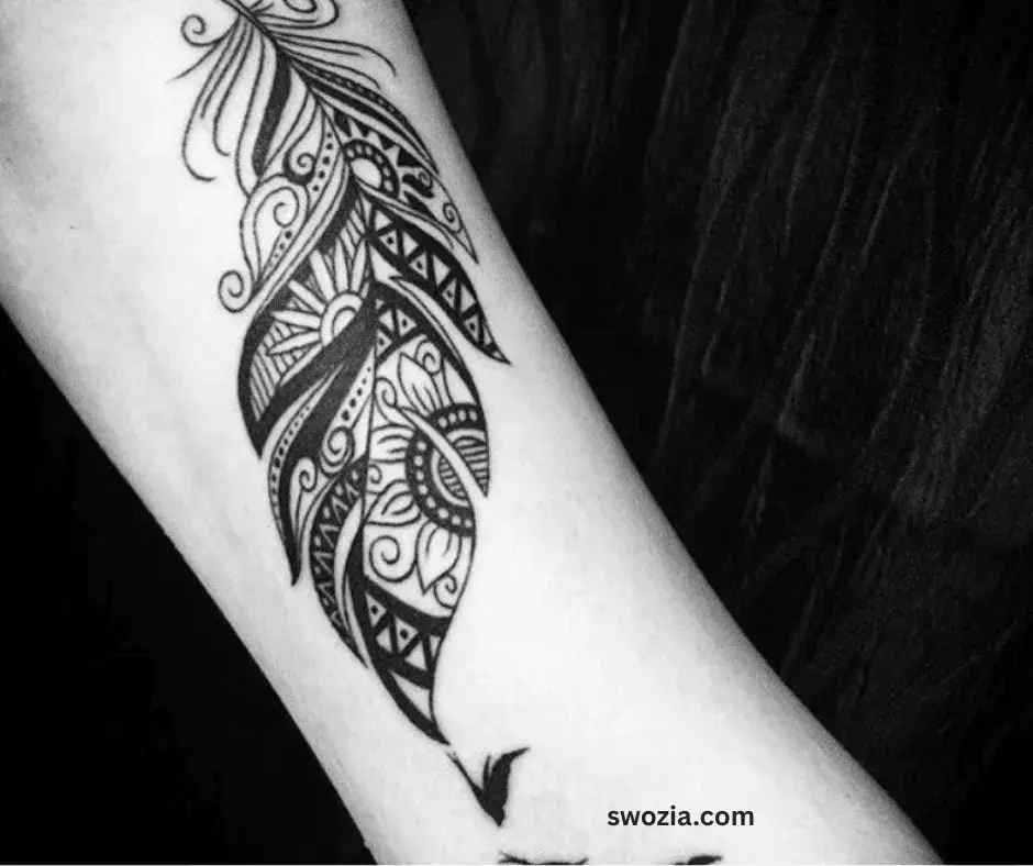Tribal or Geometric Feather Tattoos