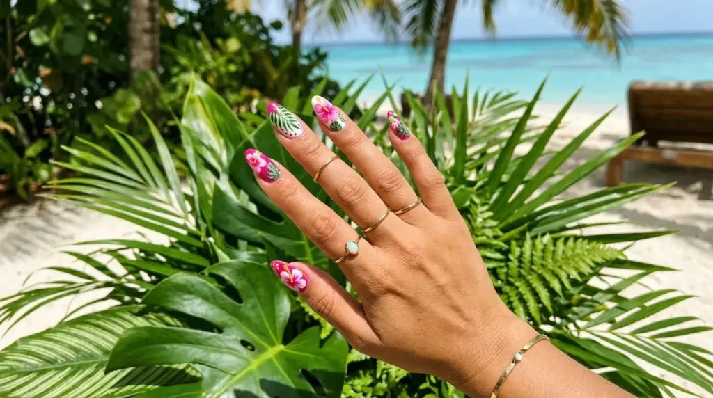 Tropical Floral Nails