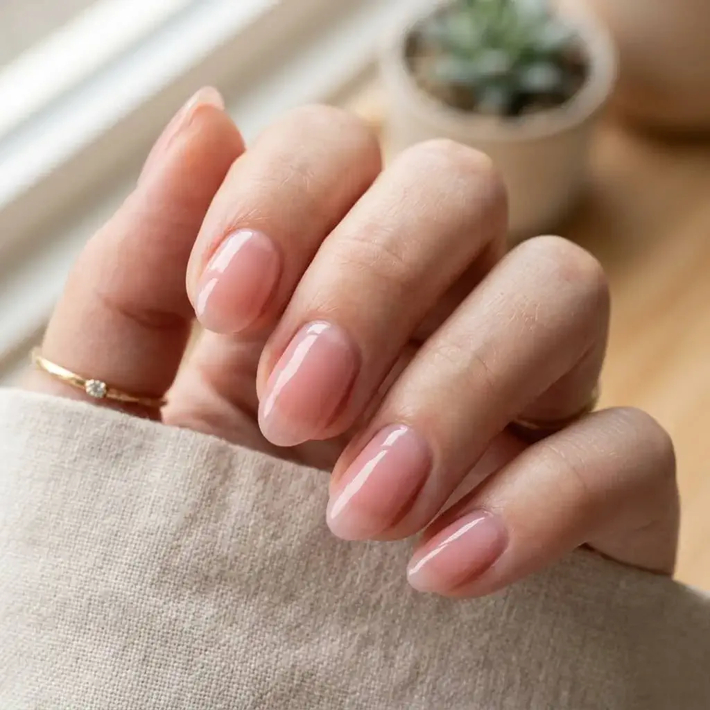 Blush Pink Jelly Nails.
