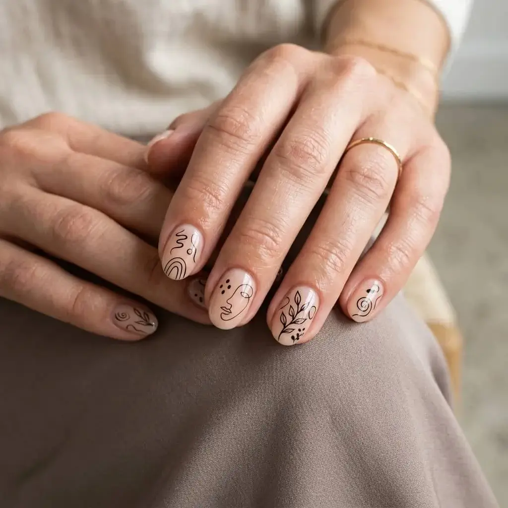 Minimalist Line Art Nails.