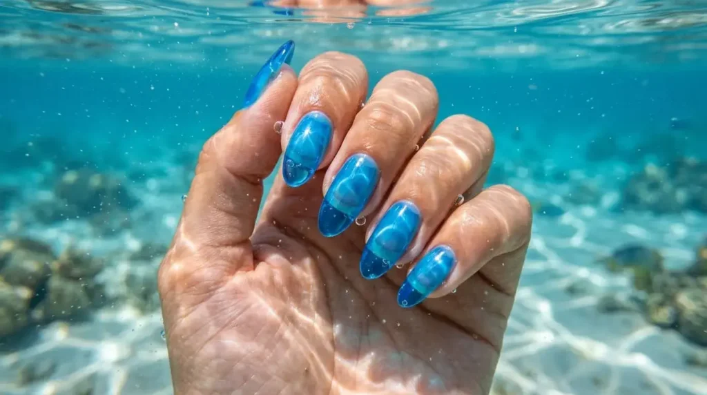 Jelly Blue Transparent Nails